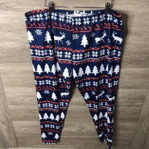 CowCow Womens 4XL Christmas Leggings Blue NEW